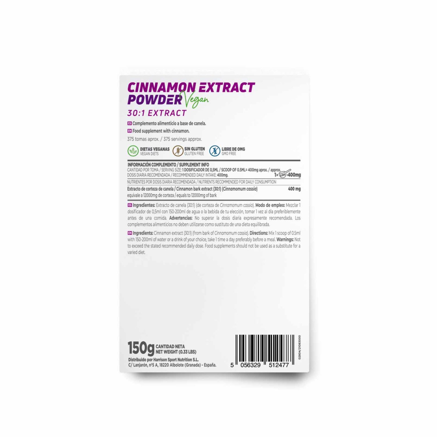 Extracto de canela (30:1) en polvo 150g - Imagen 2