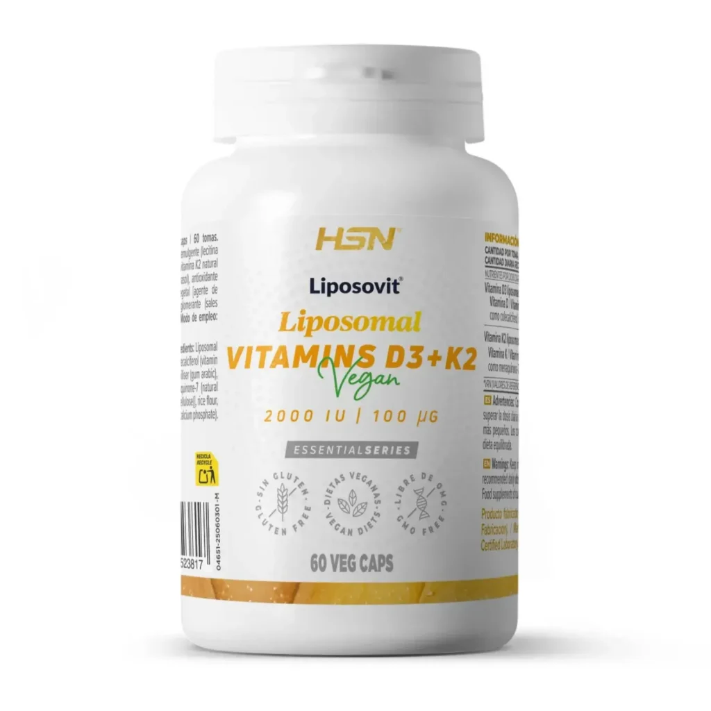 Vitaminas D3 2000UI + K2 (100mcg vitamina K) liposomadas (Liposovit®) - 60 veg caps