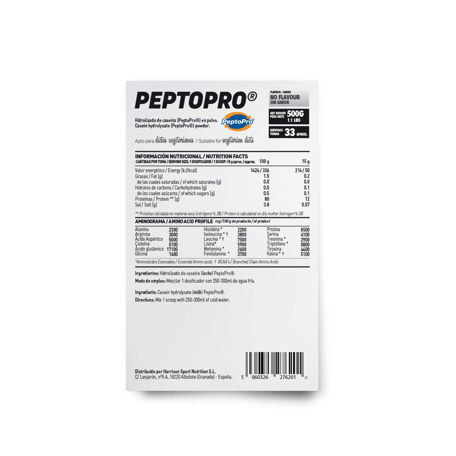 PeptoPro® hidrolizado de caseína en polvo 500g sin sabor - Imagen 2