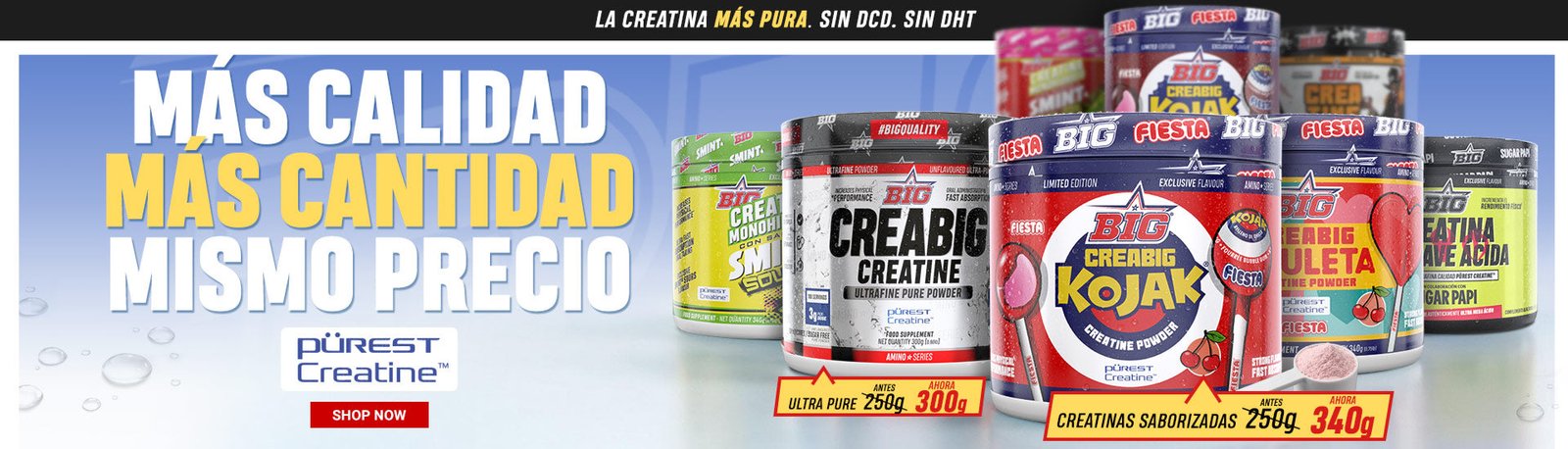 Creatinas BIG con Pürest Creatine: más calidad, más cantidad, mismo precio